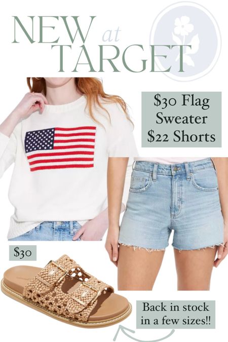 Memorial Day weekend outfit from Target, you could wear this all summer long! 

Flag sweater, high-rise denim shorts, Jean shorts, slide sandals, slides, women’s shoes, Target style, affordable, red, white, and blue, Americana, 4th of July, casual summer outfit 

#LTKFindsUnder50 #LTKStyleTip #LTKSeasonal