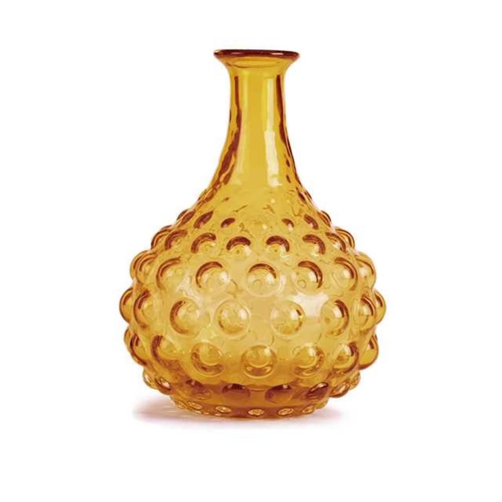 11.61 in. Amber Hobnail Glass Vase | The Home Depot