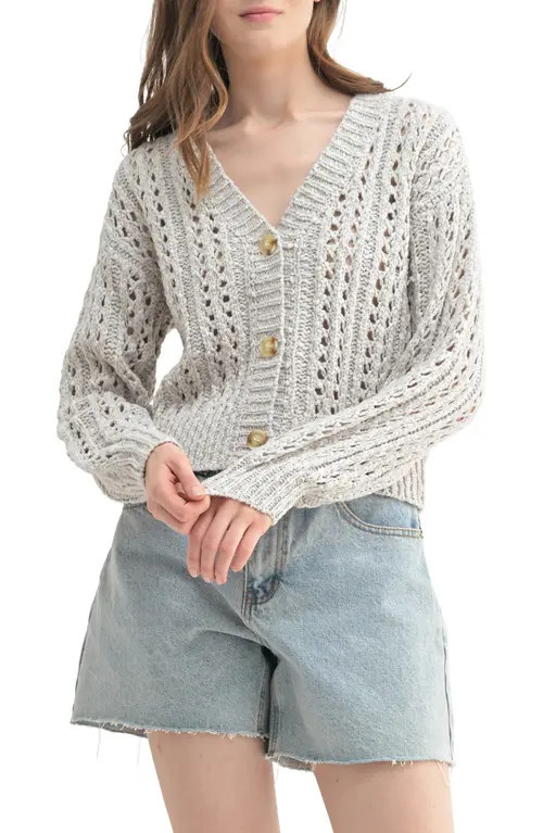 All in Favor Open Stitch Cardigan in Heather Grey at Nordstrom, Size X-Large | Nordstrom