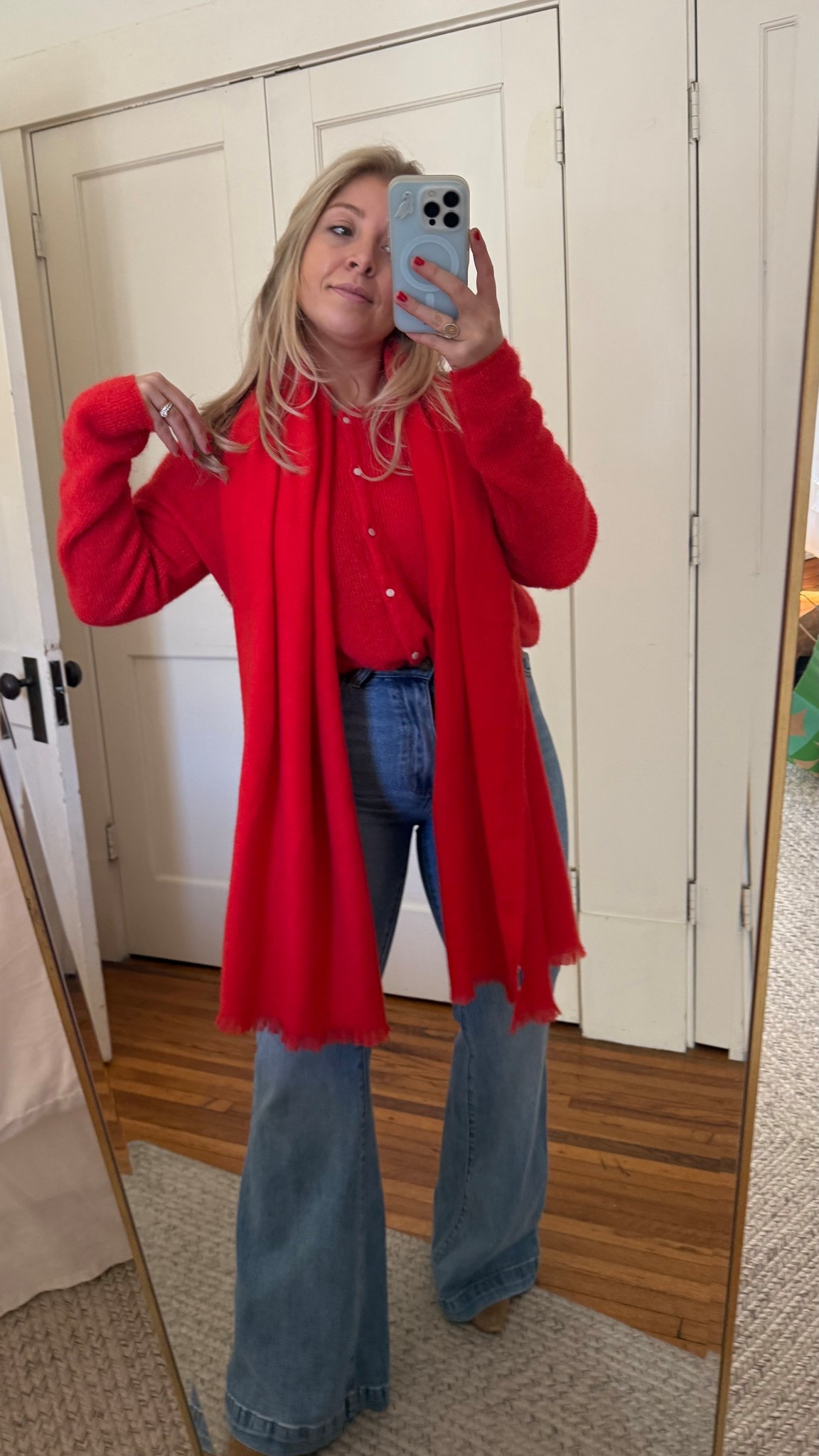 Red sweater with matching scarf holiday outfit - casual holiday outfit idea

#LTKootd #LTKHoliday #LTKgrwm