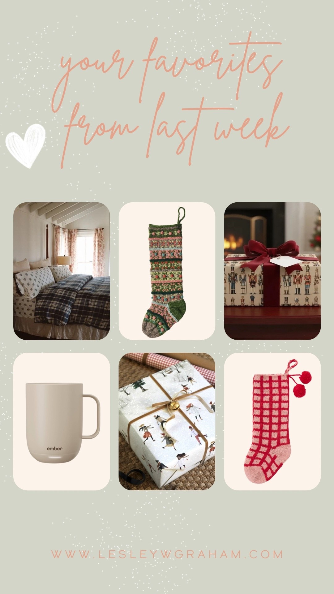 Your favorites last week. Wrapping paper! Stockings! Christmas bedding! Warming coffee mug. 

#LTKHome #LTKSeasonal #LTKHoliday