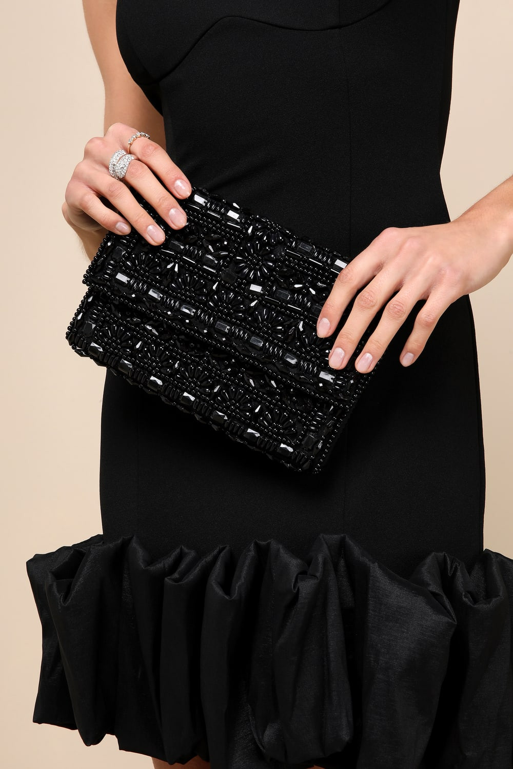 Spectacular Shine Black Beaded Clutch | Lulus