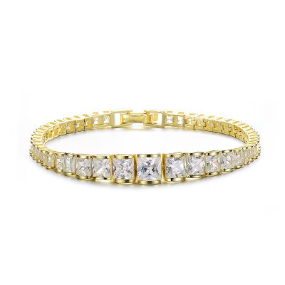 Guili Sterling Silver Gold Plated with Clear Radiant Cubic Zirconia Tennis Bracelet, Sparkling and Elegant Design for Luxurious Appeal | Target