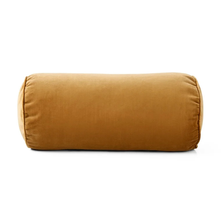 Mainstays 8" x 18" Brown Velvet Bolster Polyester Decorative Pillow | Walmart (US)