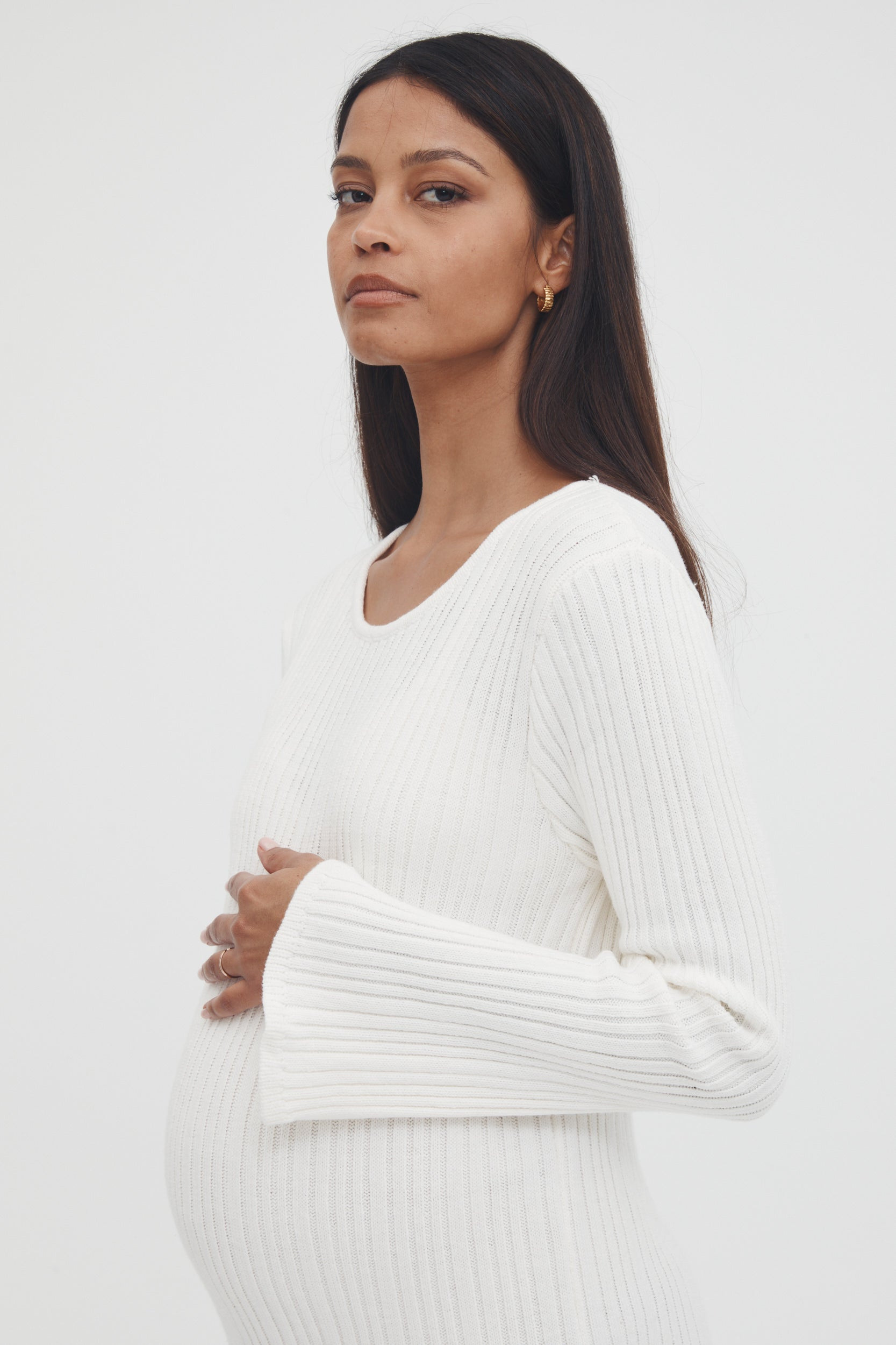 Textured Bell Sleeve Dress (Ivory) | Legoe Heritage Maternity