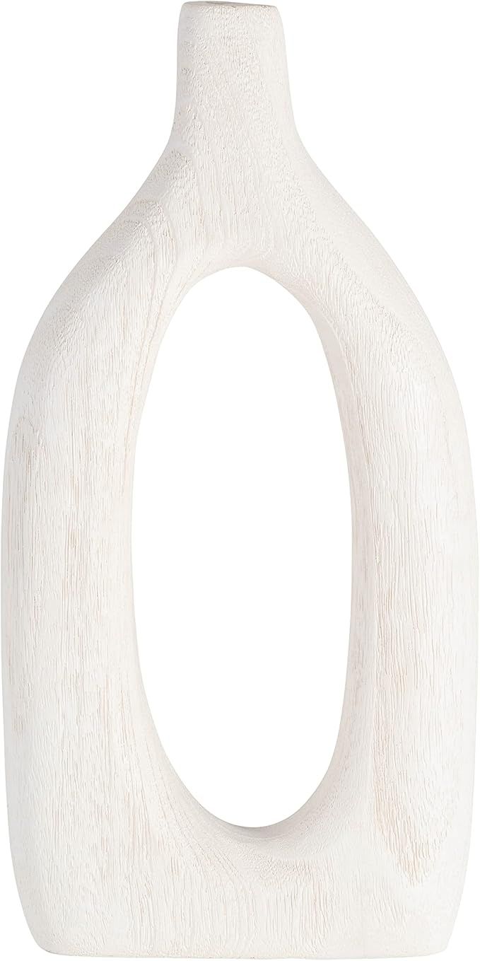 Sagebrook Home Wood, 14" H Cut-Out Vase, White, Novelty, Paulownia Wood, Contemporary, 7" L X 2.3... | Amazon (US)
