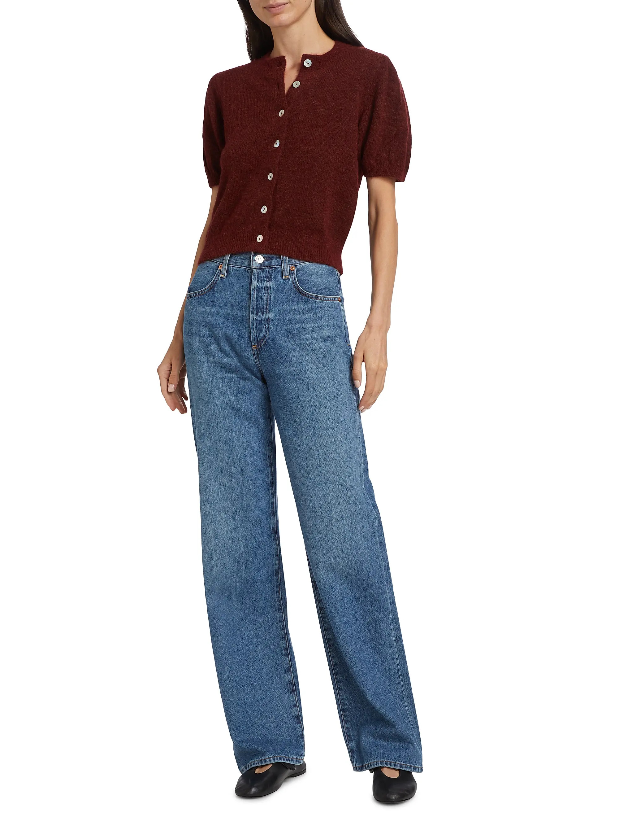 DÔEN Anisa Alpaca-Wool Puff-Sleeve Cardigan | Saks Fifth Avenue | Saks Fifth Avenue