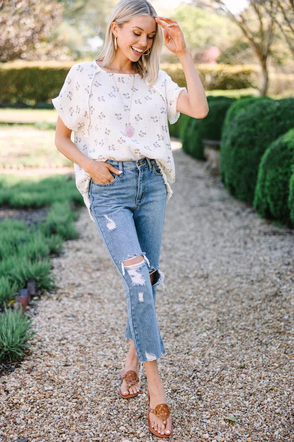 Notice You There Off White Floral Blouse | The Mint Julep Boutique