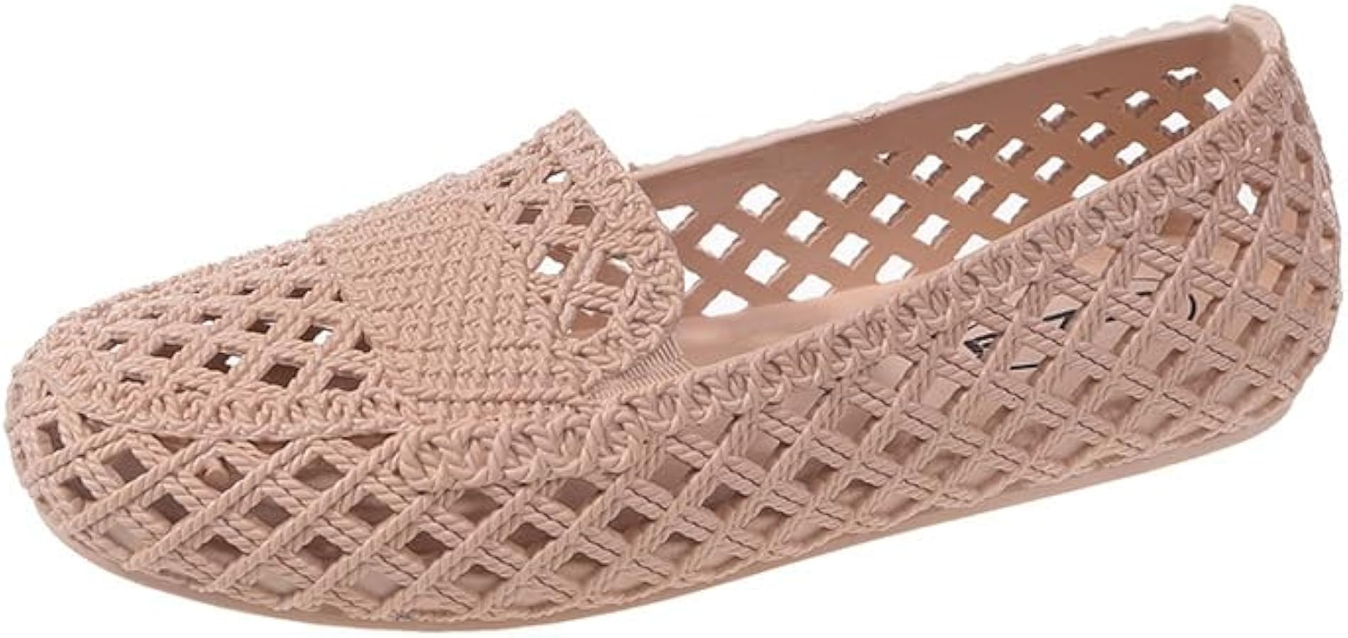 Women's Hollow Out Flat Sandals, Solid Color Round Toe PVC Slip On Shoes, Casual Summer Beach San... | Amazon (US)
