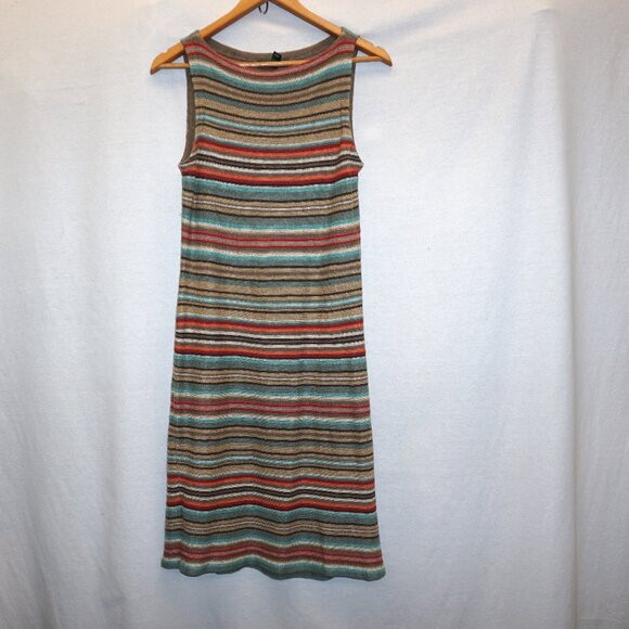 LAUREN Sunset Stripe Linen Silk knit tank dress Small B-4 | Poshmark