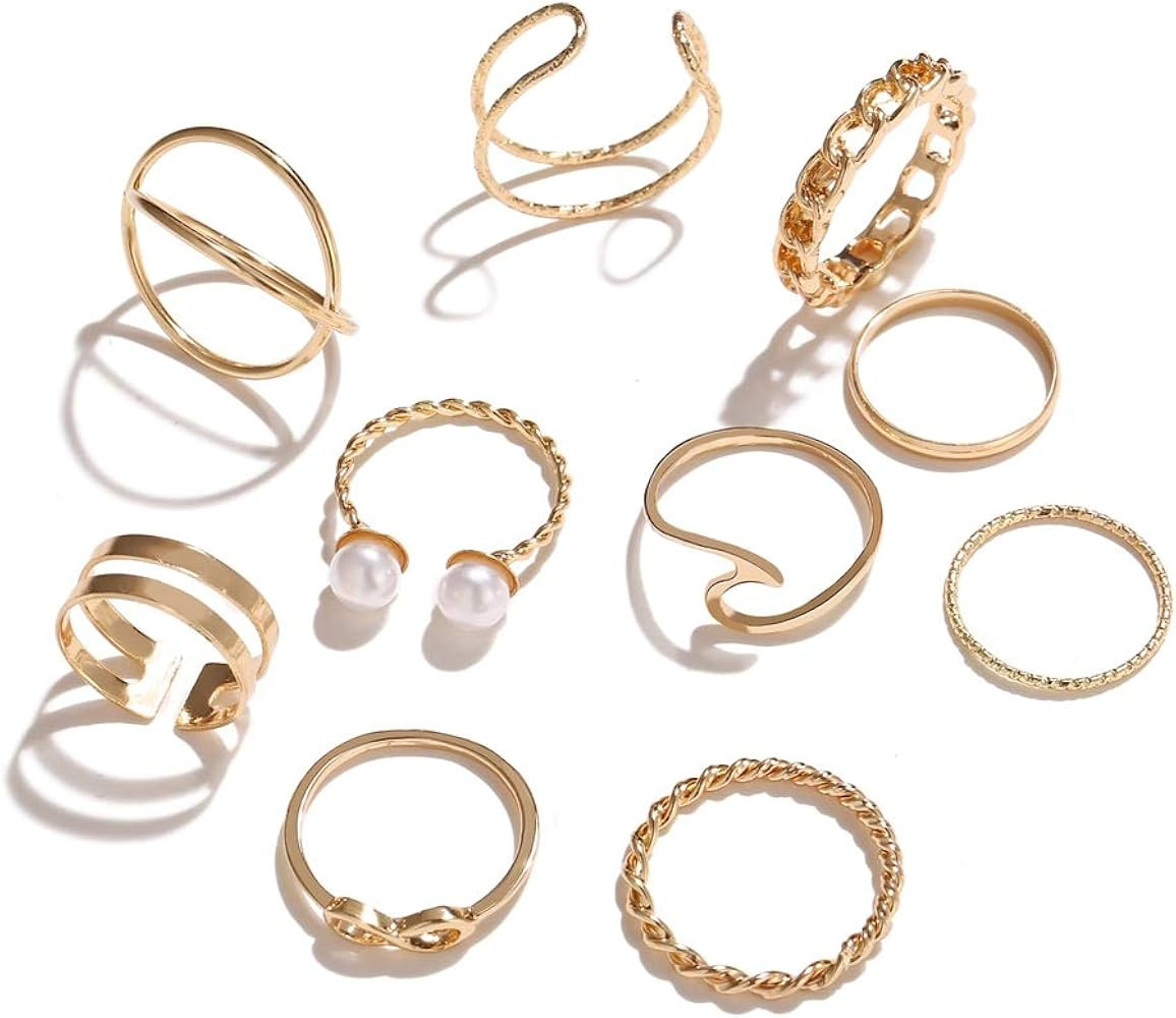 10-20 Pcs Vintage Knuckle Stackable Rings Set for Women, Bohemian Gold/Silver Plated Comfort Fit ... | Amazon (US)