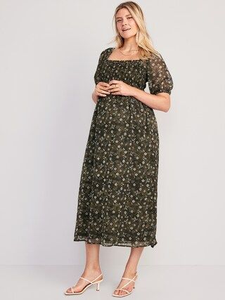 Maternity Puff Sleeve Chiffon Maxi Dress | Old Navy (US)