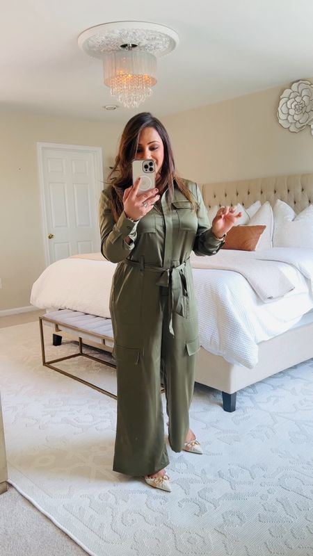 Shop my stunning satin jumpsuit for fall from @walmart below!! This truly has my whole heart. Loving the olive tones for the season. Comes with a satin tie which is removable and is true to size. I’m 5’2 and wearing a size medium. #walmartfashion #walmartpartner

#LTKSeasonal #LTKstyletip #LTKparties