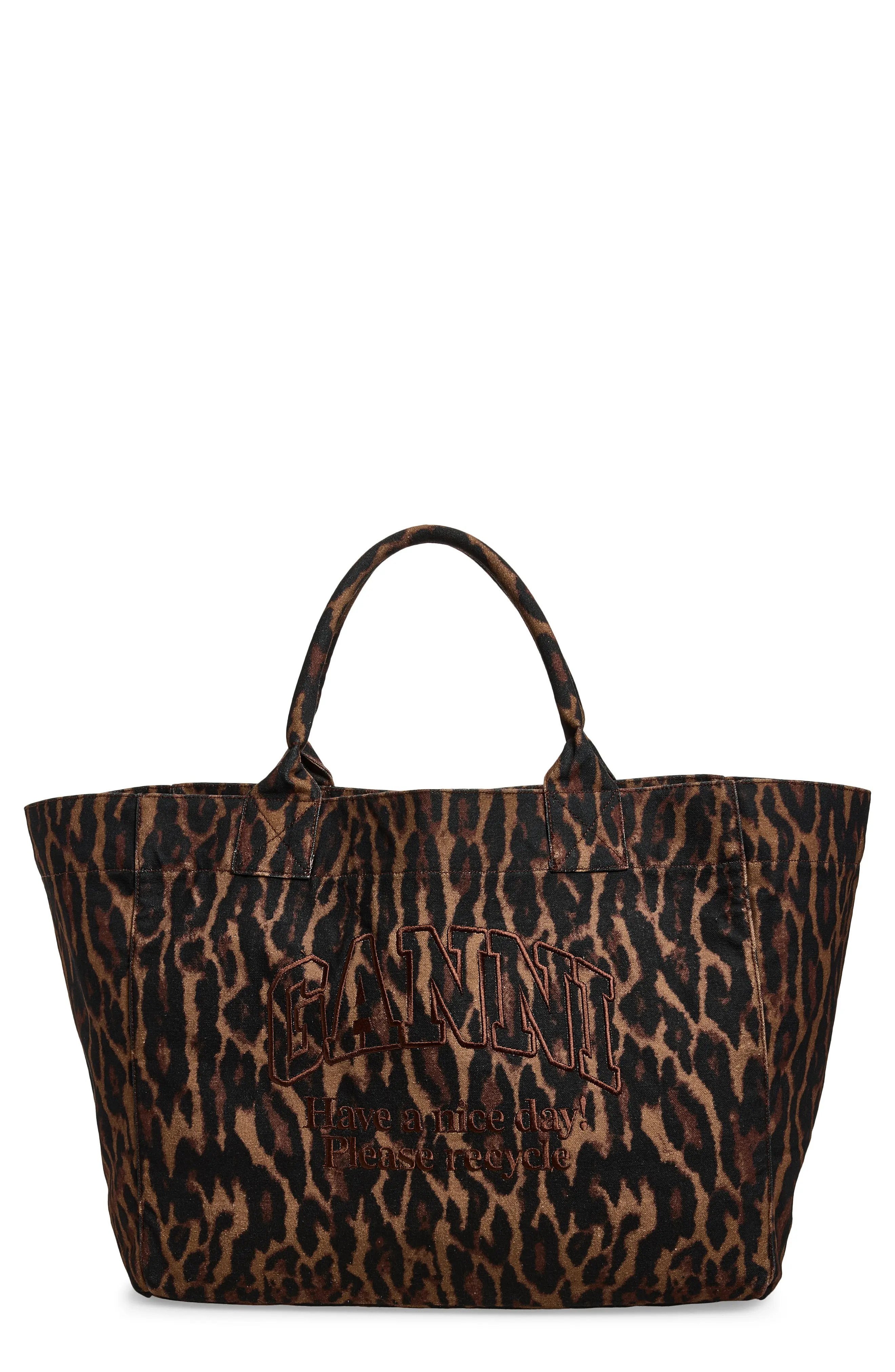 Ganni XXL Easy Shopper Leopard Print Tote (Women) | Nordstrom | Nordstrom