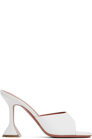Amina Muaddi - White Lupita Slipper Heeled Sandals | SSENSE