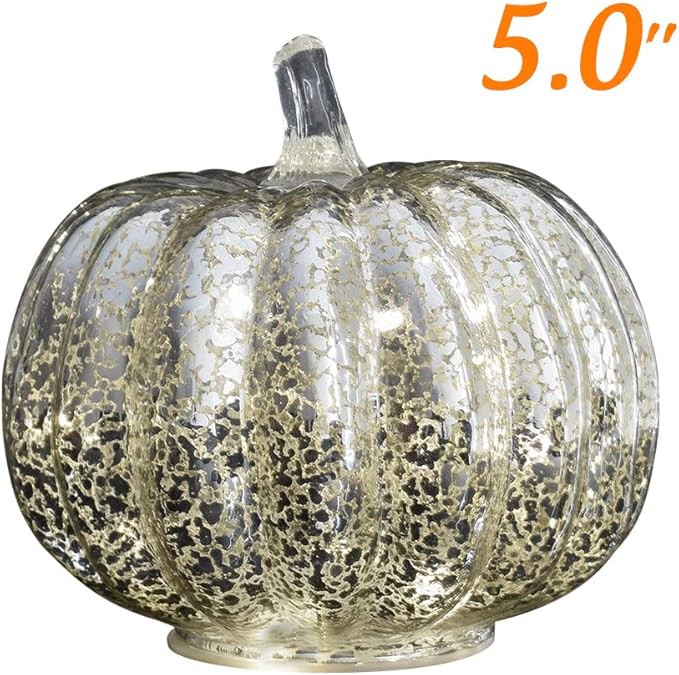 JARVANIA Fall Decor Glass Pumpkins, Halloween Candles LED Fall Decorations, Glass Pumpkins Decora... | Amazon (US)