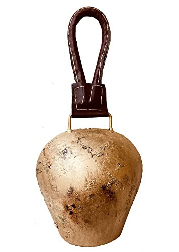 Rustic Decorative Bell 5" Large Harmony Bell Vintage Handmade Giant Swiss Cowbell Christmas Wreath Ornament Huge Country Style Door Wall Hanging Bells Shabby Chic (#1 Rustic Bell 5" Leather Strap) | Amazon (US)