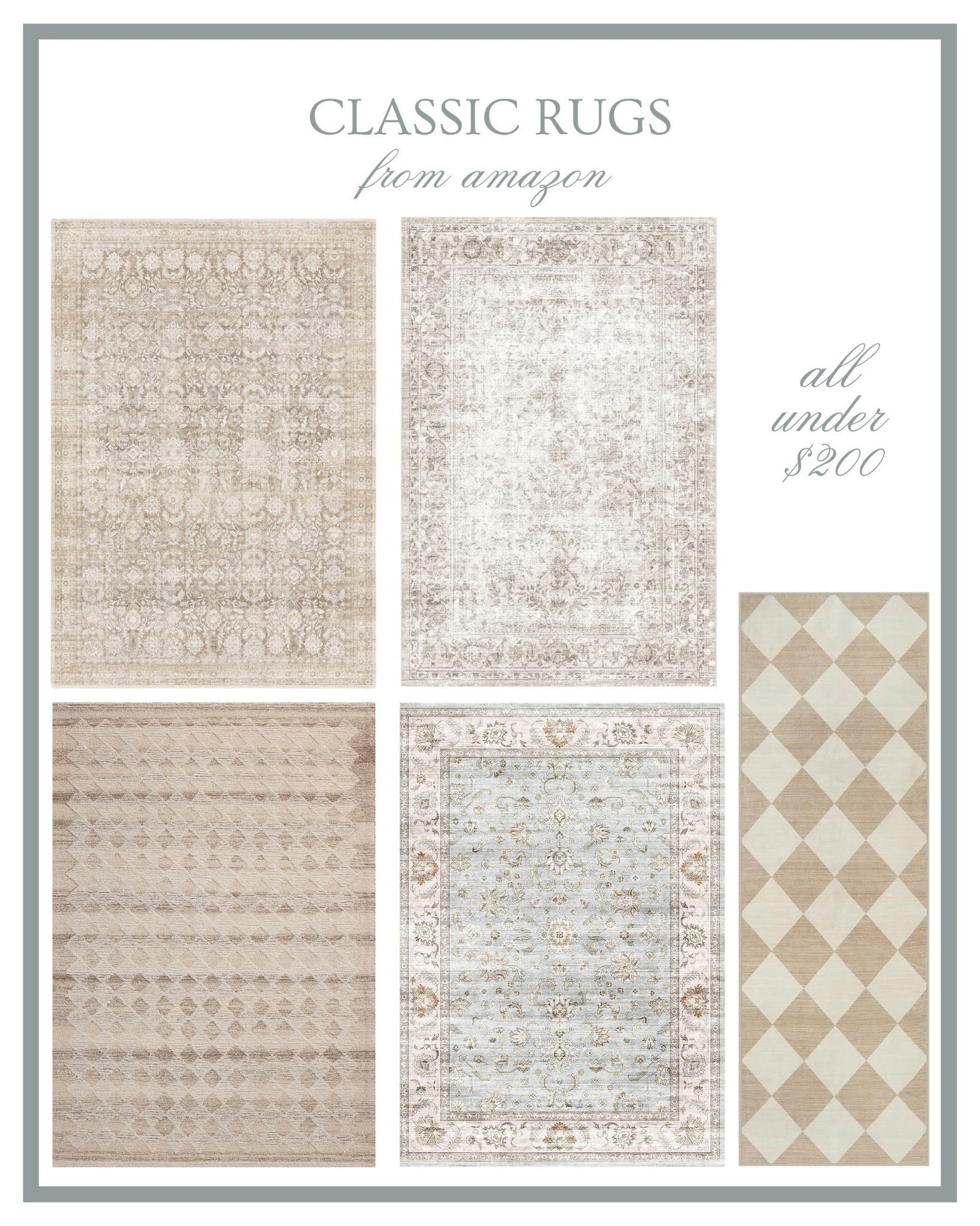 Classic rugs from Amazon 🤎 Pretty neutral rugs and runners all under $200! Amazon home, neutral runner, vintage rugs 

#LTKHome