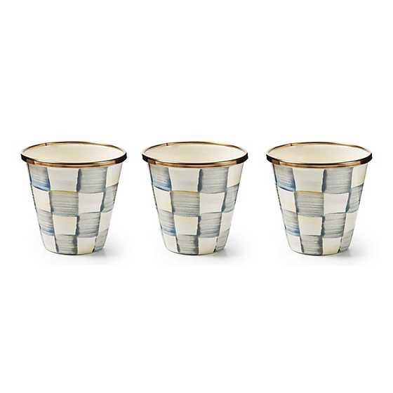 Sterling Check Herb Pots, Set of 3 | MacKenzie-Childs