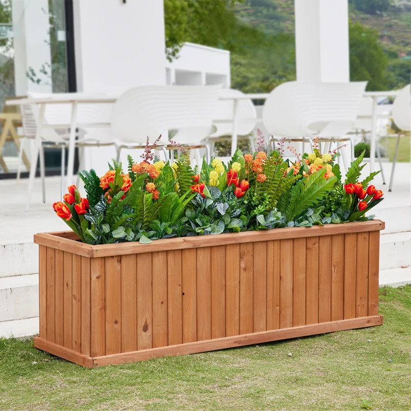 Barros Solid Cedar Rectangular Planter Box with Drainage Holes | Wayfair North America