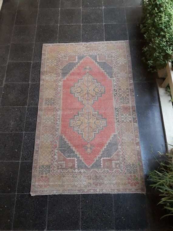 Faded Rug,Vintage Faded Rug, 3.5x5.9 ft FREE SHIPPING Faded Turkish Rug,Faded Oushak Rug,Faded Area  | Etsy (US)