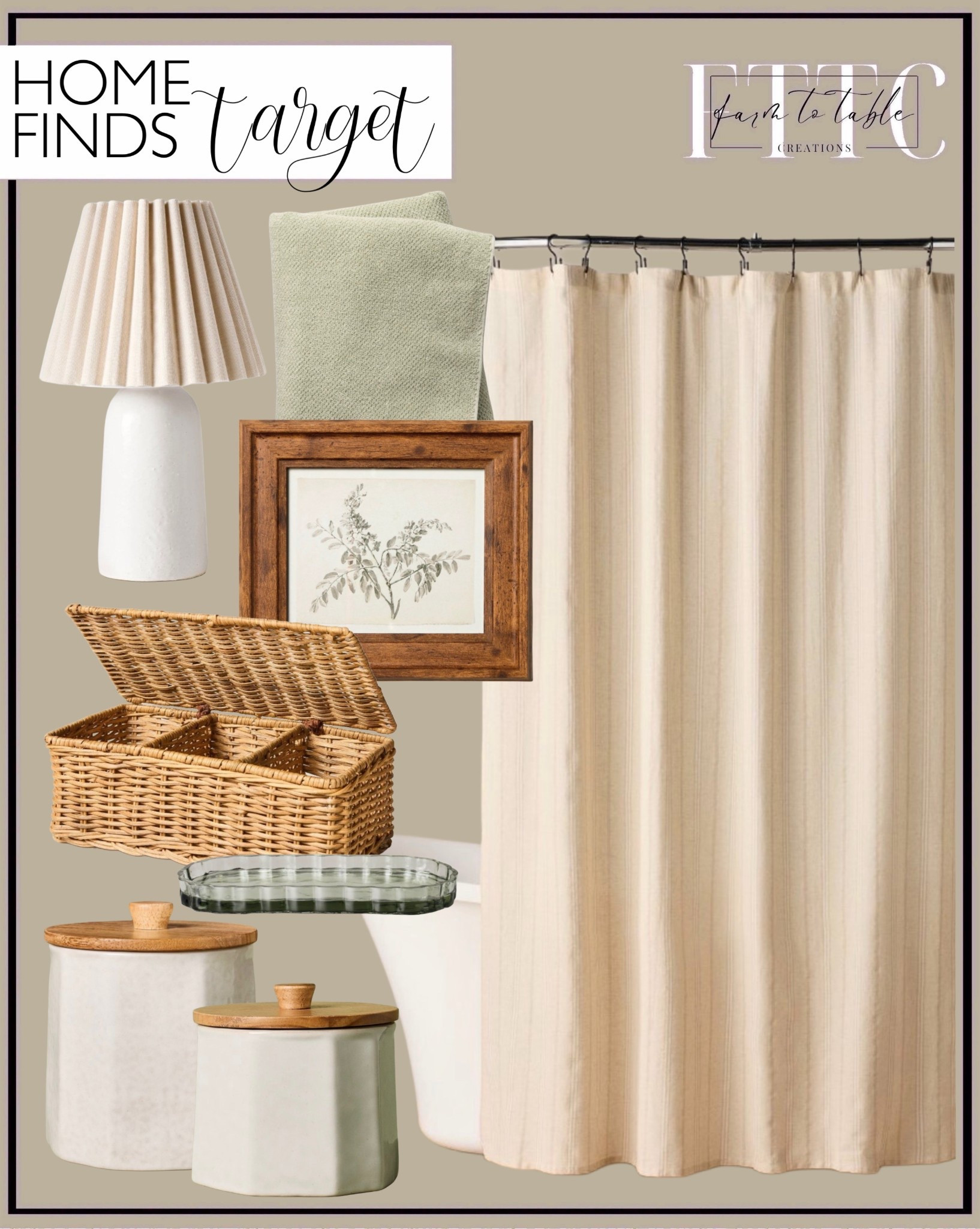 Target Home Finds | Neutral Decor Staples for a Cozy, Collected Home

Follow @farmtotablecreations on Instagram for daily home finds 🤍

I’m always drawn to those simple, timeless pieces that instantly warm up a space, and this Target home edit is full of them. From the softly pleated lamp and neutral artwork to the woven storage basket, ceramic canisters, and airy shower curtain, these are the kind of staples that layer beautifully with what you already own. Easy, affordable finds that help create a calm, cozy, and pulled-together home without overthinking it.

#targetfinds #targethome #homedecor #neutraldecor #homeinspo #bathroomdecor #kitchendecor #storageideas

#LTKHome #LTKFindsUnder50