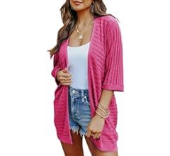 SHEWIN Women's Casual Long & 3/4 Sleeve Open Front Lightweight Cable Knit Kimono Cardigan Sweater... | Amazon (US)