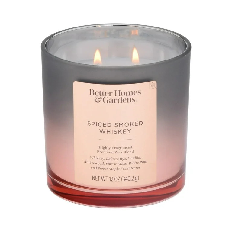 Better Homes & Gardens Spiced Smoked Whiskey Scented 2-Wick 12oz Metallic Ombre Jar Candle | Walmart (US)