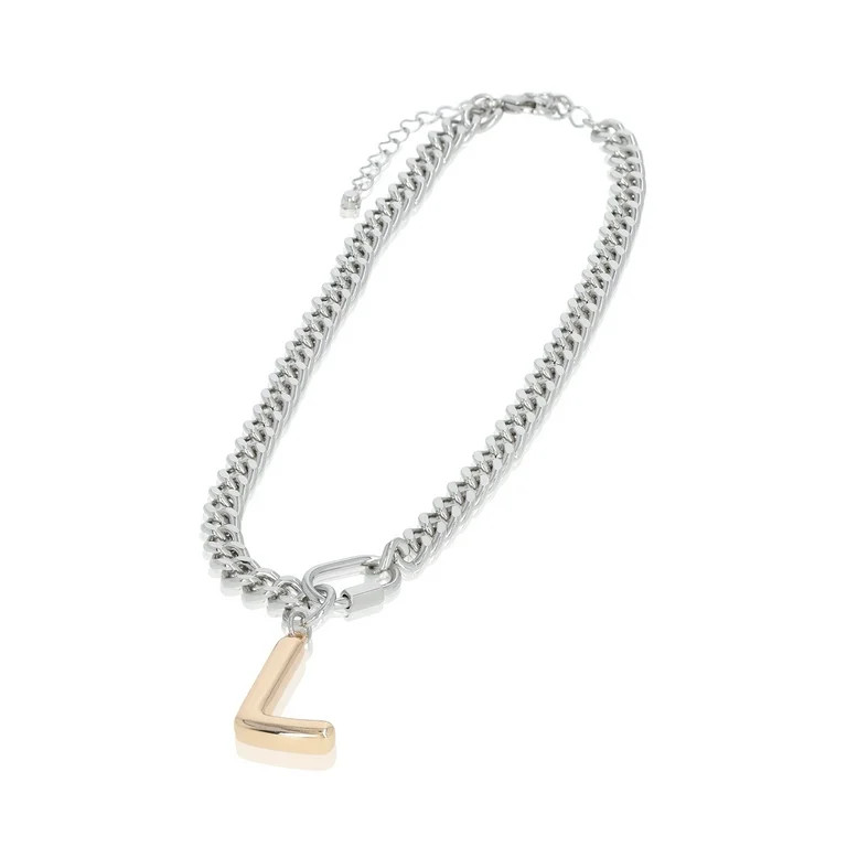 No Boundaries Mixed Metal Initial Bubble Letter C Necklace, 1-Piece, Women’s | Walmart (US)