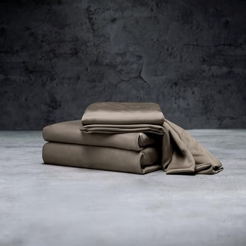 LUXOME Luxury Sheet Set | 100% Viscose from Bamboo | Queen Size - Truffle | Deep Pockets | 4-Piece Set (Fitted, Flat, 2 Pillowcases) | Amazon (US)