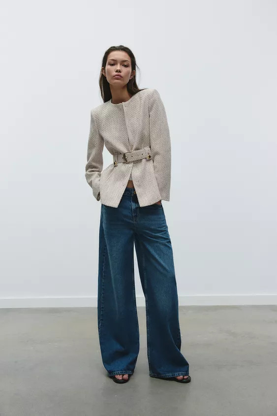 BELTED WOVEN JACKET | Zara UK