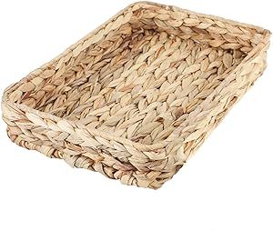 Water Hyacinth Woven Serving Tray Rectangular Hand-Woven Wicker Storage Trays for Coffee/Breakfas... | Amazon (US)