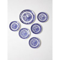 Vintage Blue Willow Porcelain Plate Collection, Set Of 6 | Etsy (US)