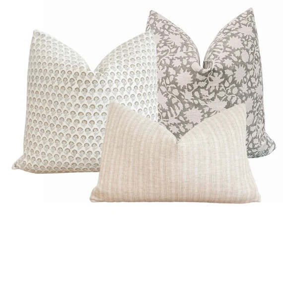 The Riley Pillow Combo  Set of Three Pillows  Neutral Home | Etsy | Etsy (US)