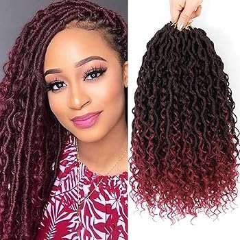 14 Inch 8 Packs Goddess Locs Crochet Hair Ombre Burgundy Faux Locs Crochet Hair for Women Pre Loo... | Amazon (US)