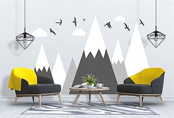 Mountain Wall Decal Baby Room Nursery Adventure Theme Cloud Birds Vinyl Wall Stickers BA972 (Colo... | Amazon (US)