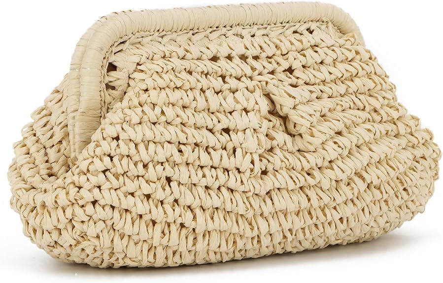 LUI SUI Straw Dumpling Clutch Bag Woven Straw Tote Straw Clutch Purse for Women Summer Beach Bag ... | Amazon (US)