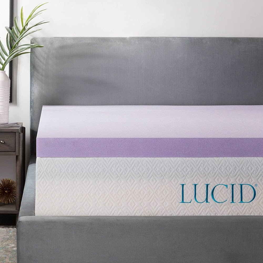 LUCID Lavender Infused Memory Foam Mattress Topper, Twin XL, 3 Inch, Ventilated Design - Lavender... | Amazon (US)