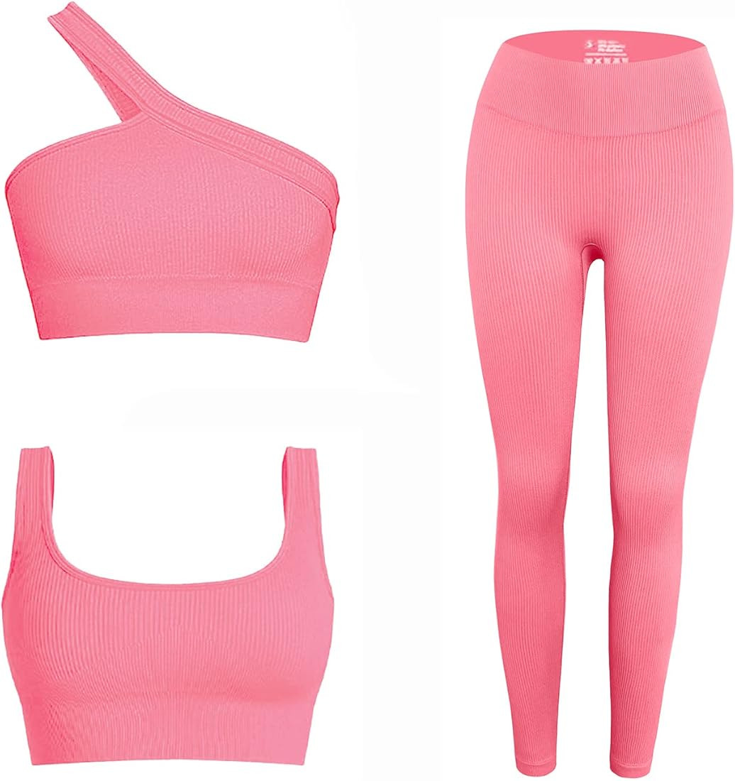 Workout Sets for Women 2 Piece Seamless Sexy One Shoulder Sport Bra High Waist Shorts GMY Yoga Tw... | Amazon (US)