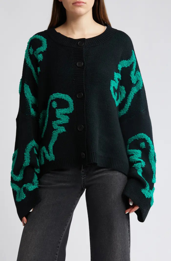 Rawr T-Rex Jacquard Cardigan | Nordstrom