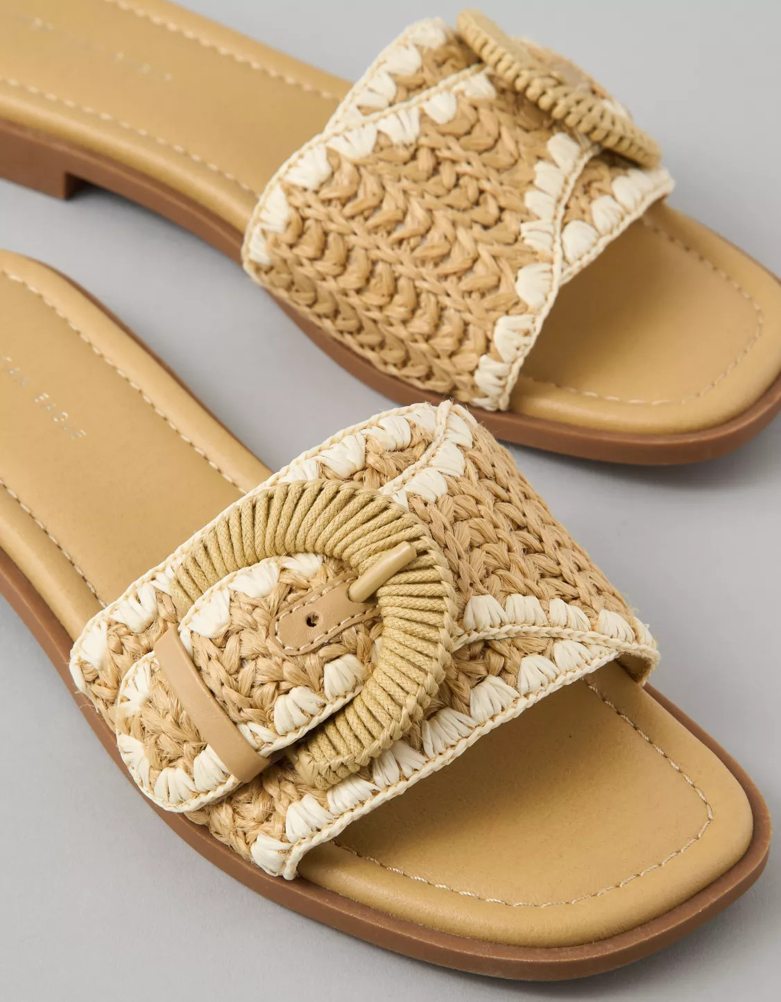 AE Raffia Buckle Slide Sandal | American Eagle Outfitters (US & CA)