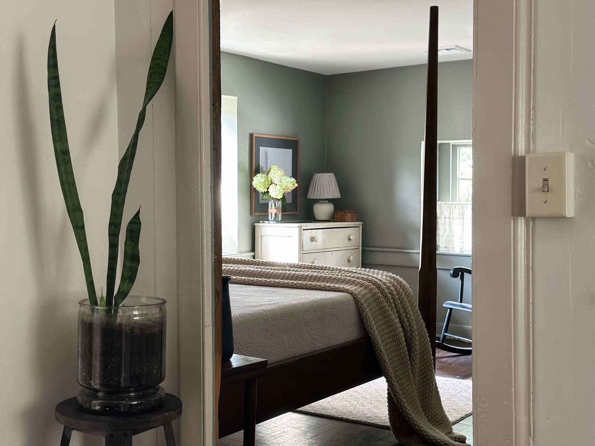 Chunky knit throw blanket that elevates your bed but is also so cozy to curl up under. And a gingham lamp that is just the right amount of country chic decor for this bedroom. 

#LTKFindsUnder50 #LTKHome #LTKSaleAlert