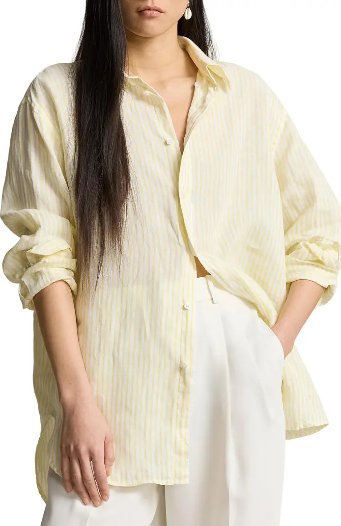 Polo Ralph Lauren Oversize Stripe Linen Button-Down Shirt | Nordstrom | Nordstrom