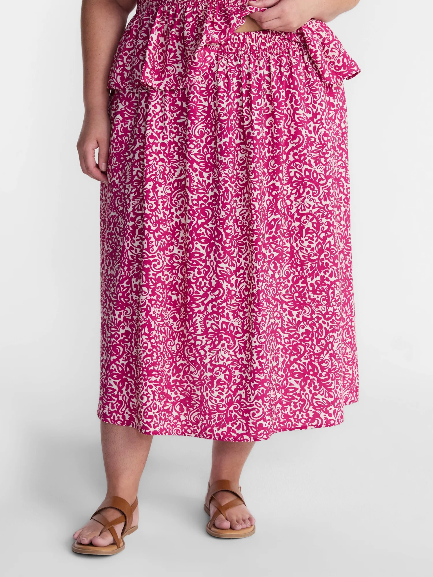 Terra & Sky Women’s Plus A Line Midi Skirt, Sizes 0X-5X | Walmart (US)