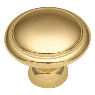 HICKORY HARDWARE Conquest 1-3/8 in. Polished Brass Cabinet Knob P14848-3 - The Home Depot | The Home Depot