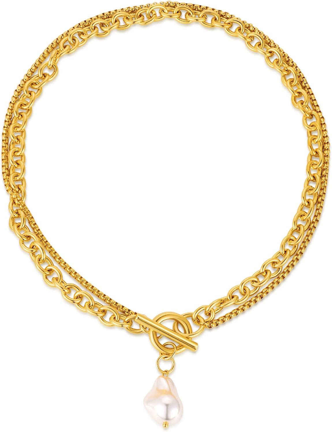 Chunky Gold Chain Necklace Cuban Chain Link Thick Paperclip Chain Heart Chain Choker Necklace for Gift Fashion Jewelry | Amazon (US)