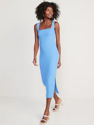 Fitted Sleeveless Rib-Knit Midi Dress for Women | Old Navy (US)