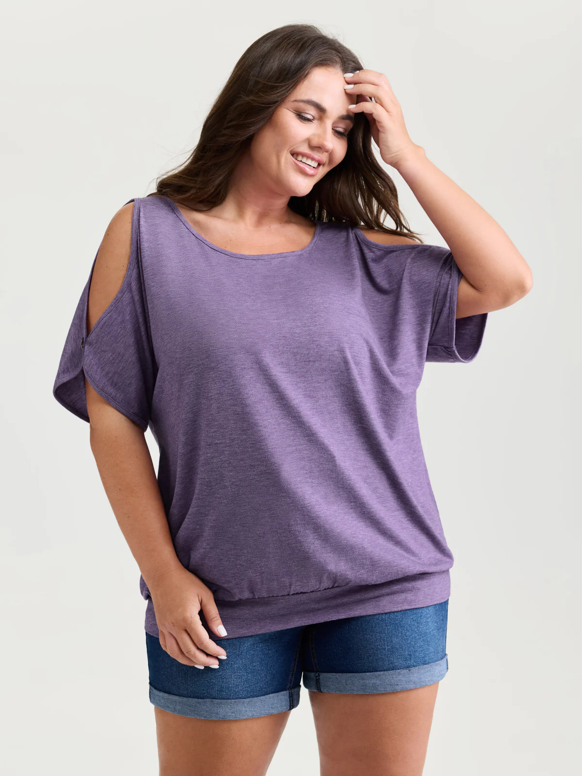 Supersoft Cut-Out Shoulder T-Shirt | Bloomchic
