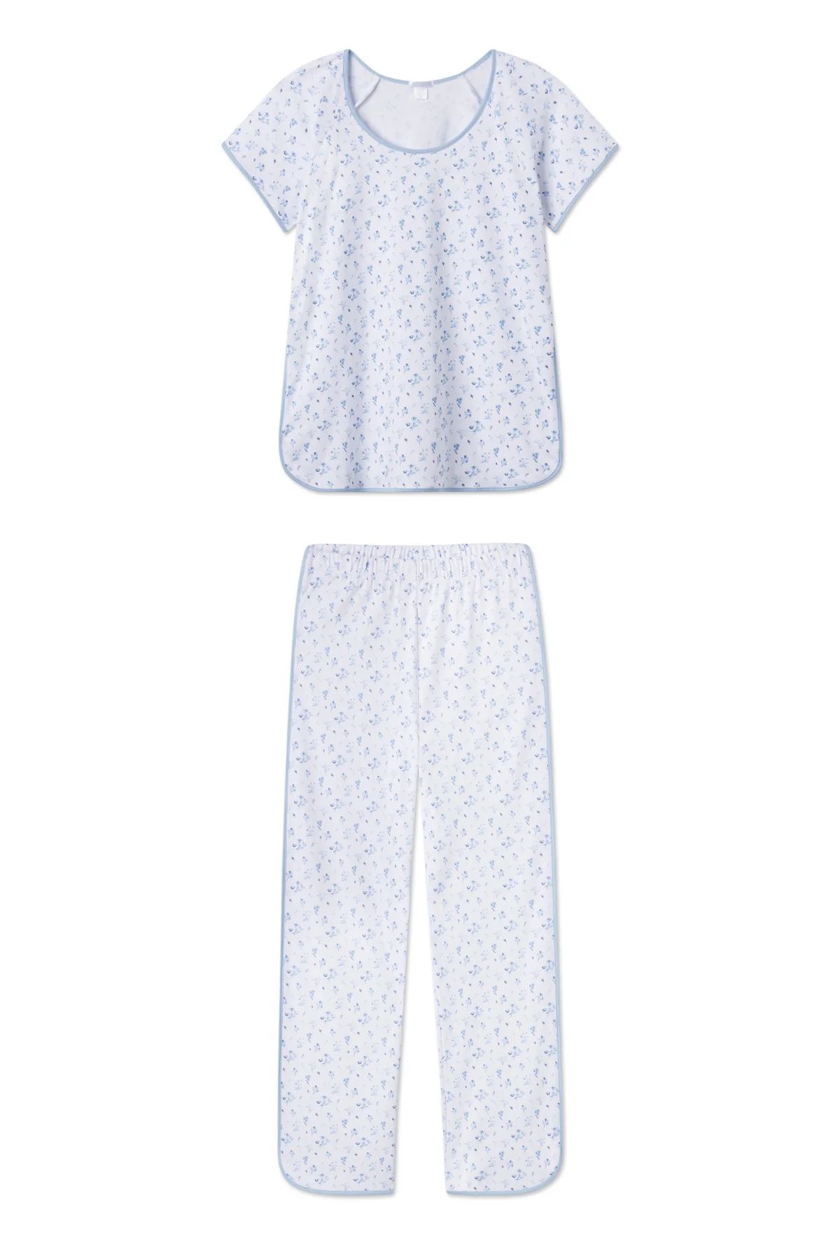Pima Short-Long Set in French Blue Floral | Lake Pajamas
