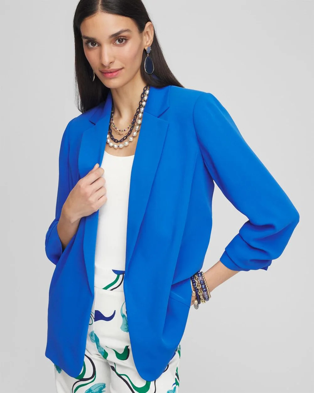 Notched-Lapel Ruched Sleeve Blazer | Chico's